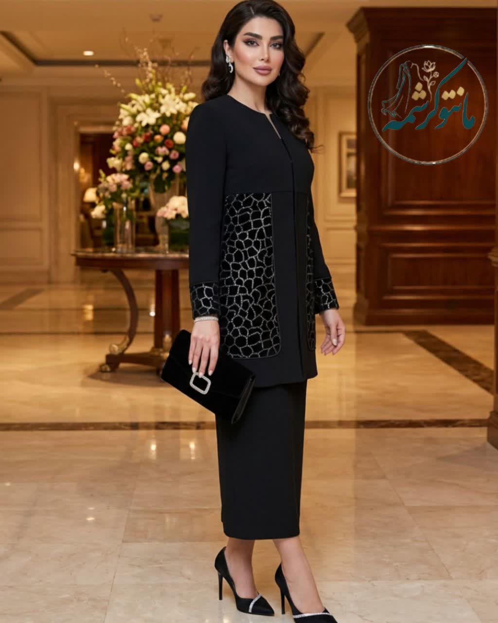 مانتوکرپ سنگی  قد ۸۵. خرجکار مخمل